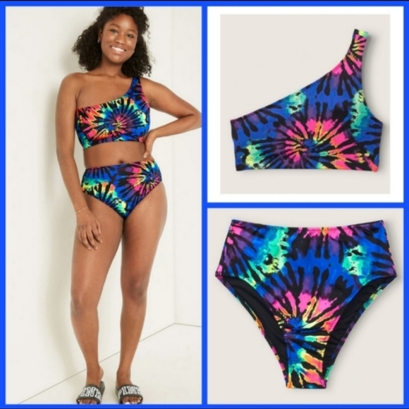 PINK Victoria's Secret Other - 🔥 VS Pink rainbow tie dye bikini sz M NWT